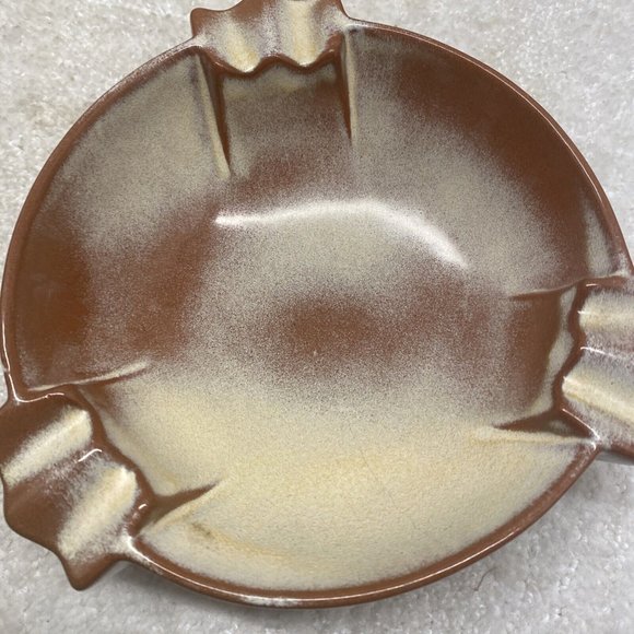 VTG. FRANKOMA  ASHTRAY #458 Tan Brown Excellent Condition 7" Diameter - Picture 6 of 6